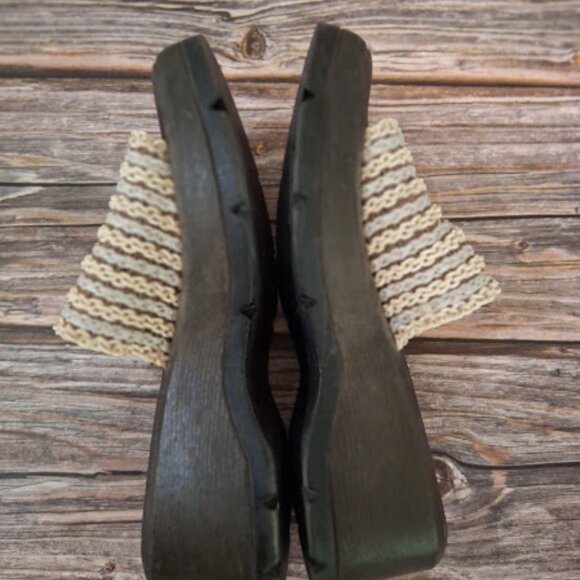 Y2K Vintage Mudd 90's woven chunky wedge platform slide sandals women's size 7 - Picture 5 of 7